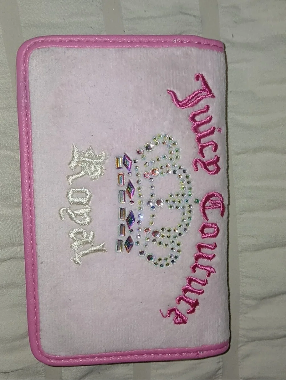 Juicy Couture Pink Plush Rhinestone Crown Wallet